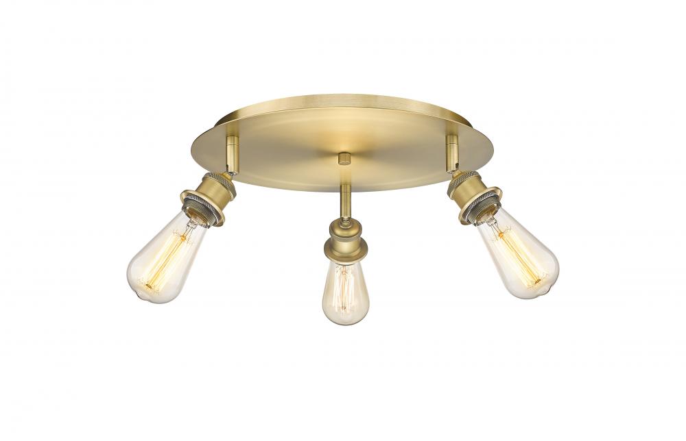 Ballston - 3 Light - 12 inch - Brushed Brass - Semi-Flush Mount