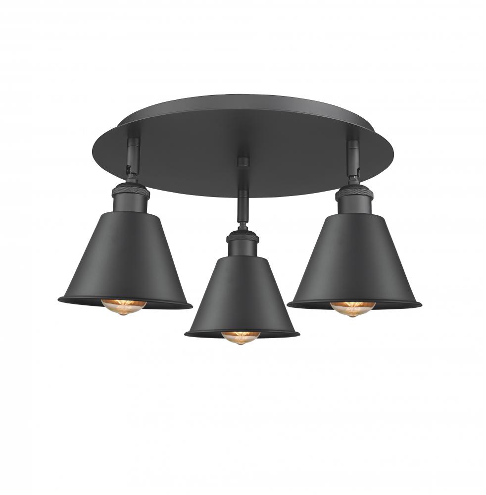 Ballston - 3 Light - 18 inch - Matte Black - Semi-Flush Mount