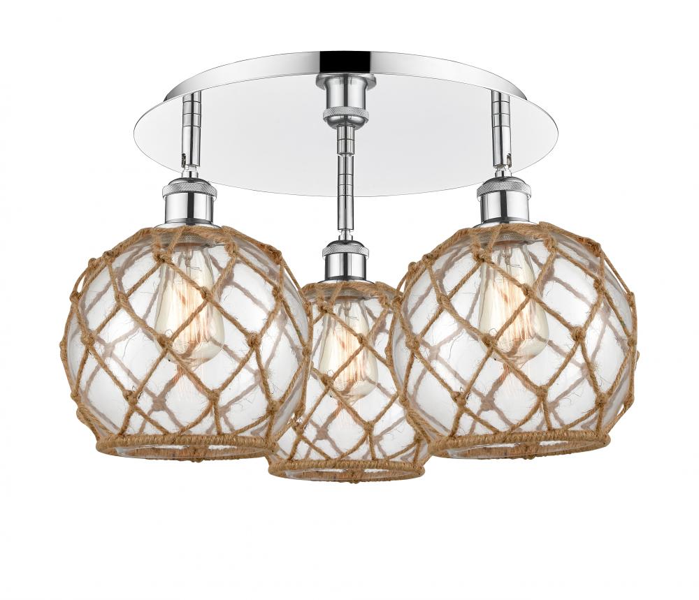 Farmhouse Rope - 3 Light - 20 inch - Polished Chrome - Semi-Flush Mount