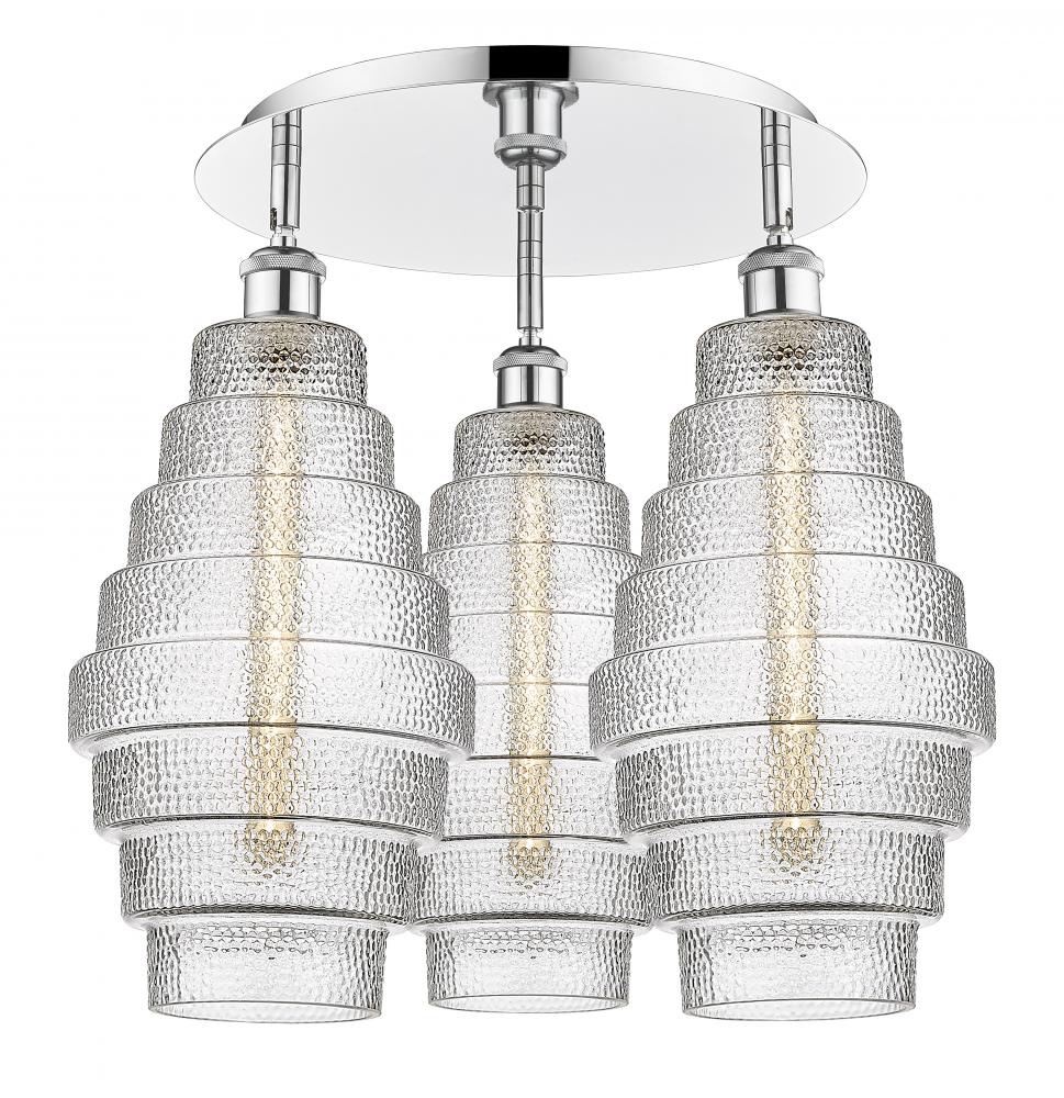 Cascade - 3 Light - 20 inch - Polished Chrome - Flush Mount