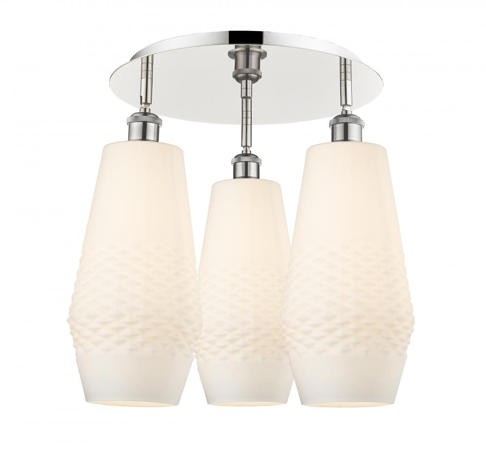 Windham - 3 Light - 19 inch - Polished Nickel - Flush Mount