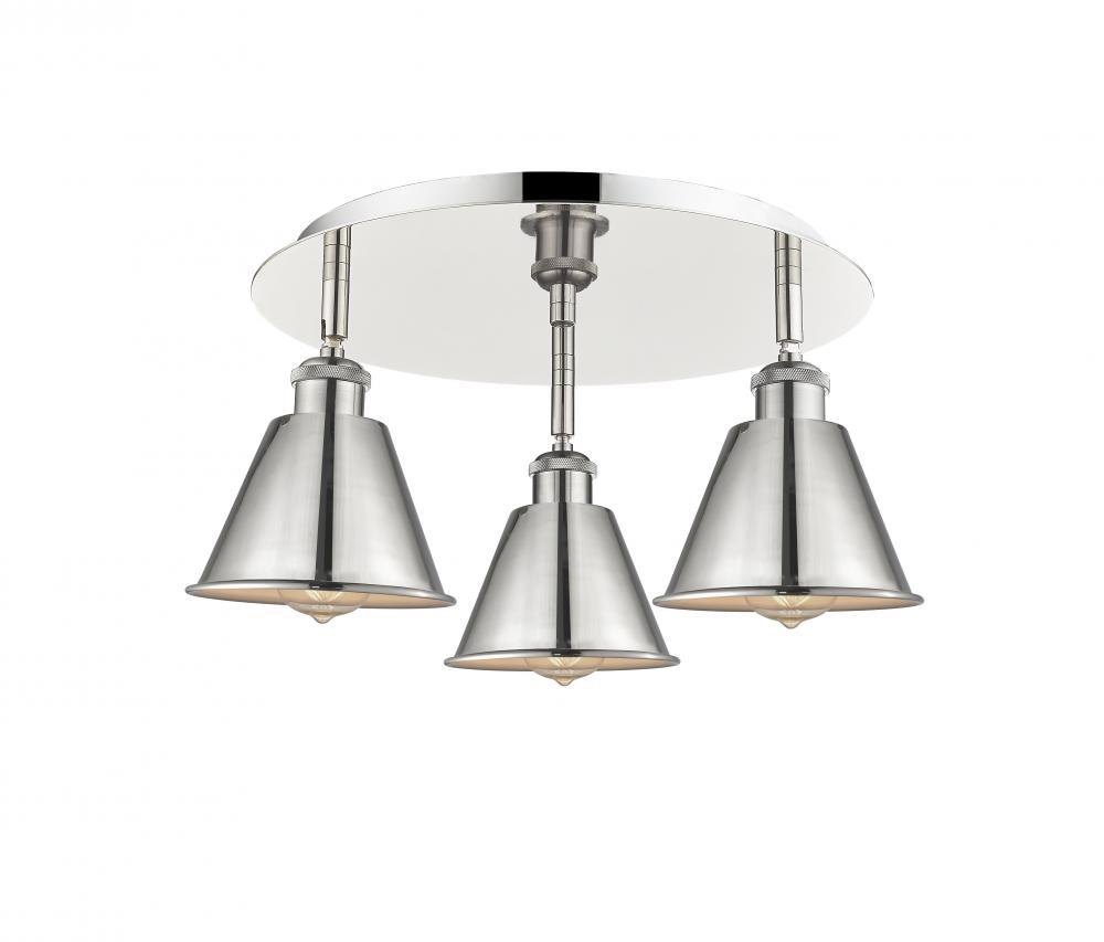 Ballston - 3 Light - 18 inch - Polished Nickel - Semi-Flush Mount