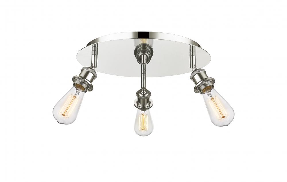 Ballston - 3 Light - 12 inch - Polished Nickel - Semi-Flush Mount