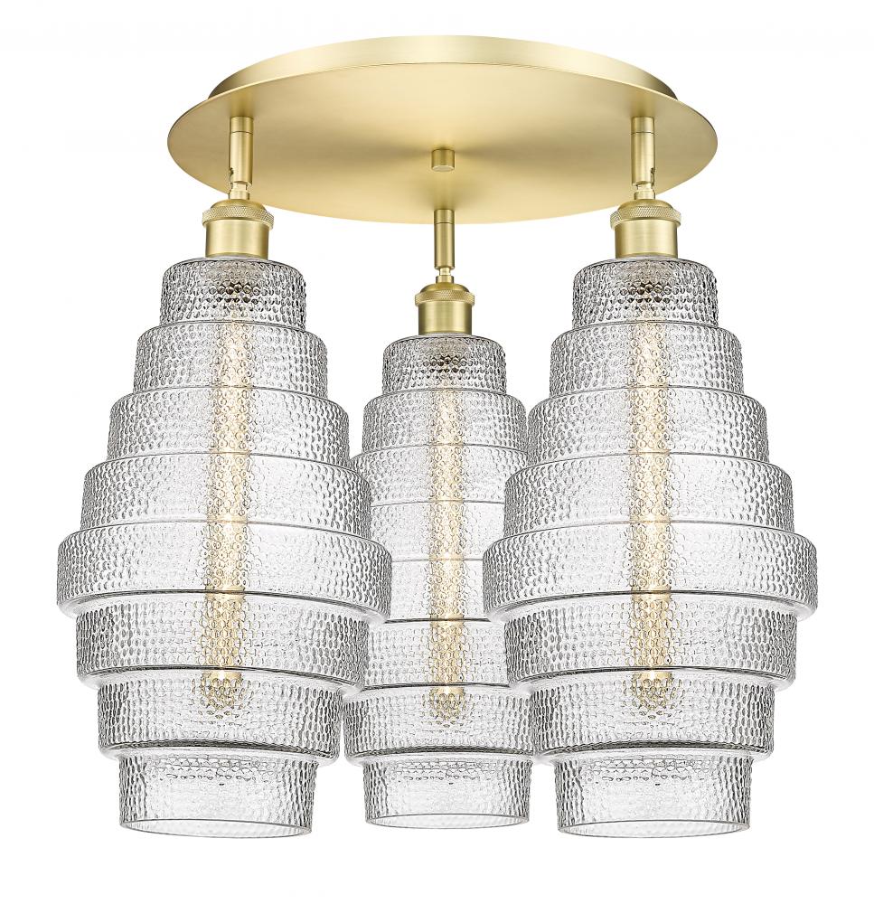 Cascade - 3 Light - 20 inch - Satin Gold - Flush Mount