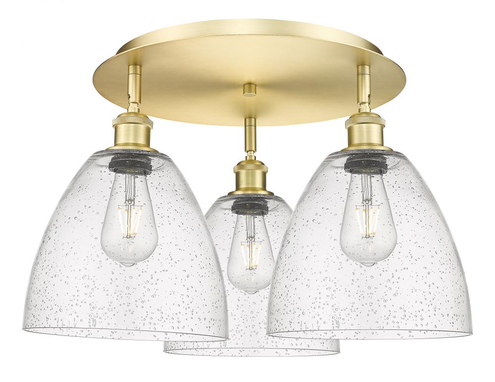 Bristol - 3 Light - 21 inch - Satin Gold - Semi-Flush Mount