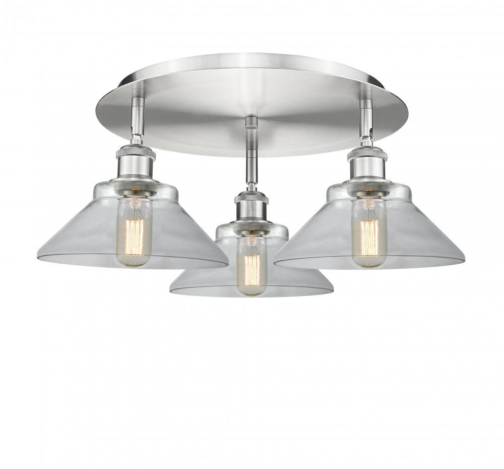 Orwell - 3 Light - 20 inch - Satin Nickel - Semi-Flush Mount