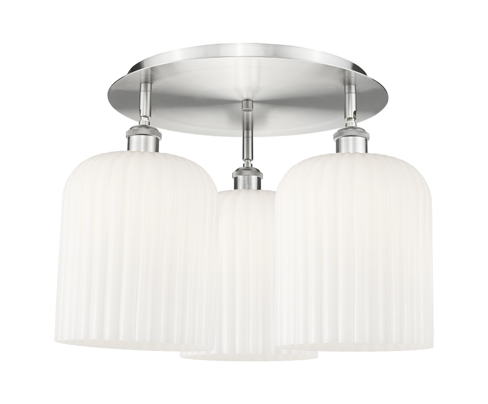 Bridal Veil - 3 Light - 17 inch - Satin Nickel - Semi-Flush Mount