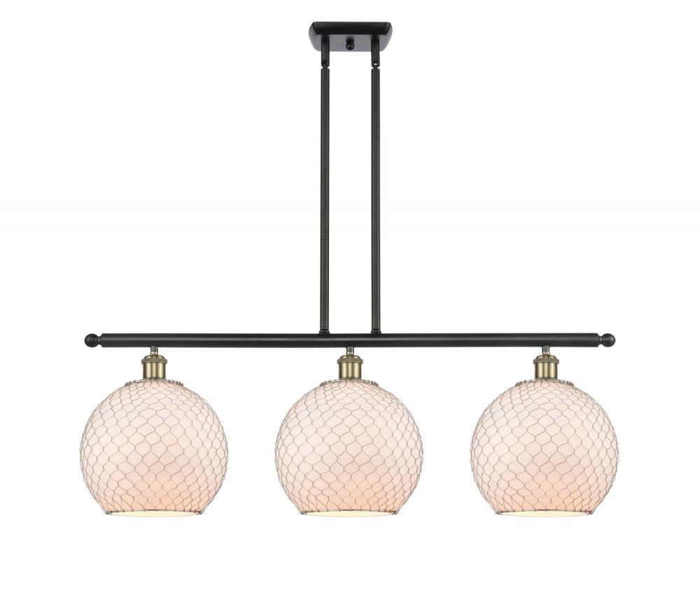 Farmhouse Chicken Wire - 3 Light - 37 inch - Black Antique Brass - Stem hung - Island Light