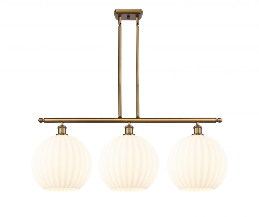 White Venetian - 3 Light - 39 inch - Brushed Brass - Stem Hung - Island Light