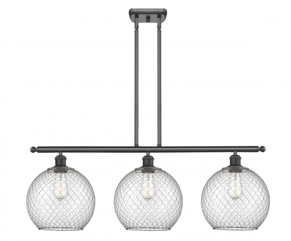 Farmhouse Chicken Wire - 3 Light - 37 inch - Matte Black - Stem hung - Island Light
