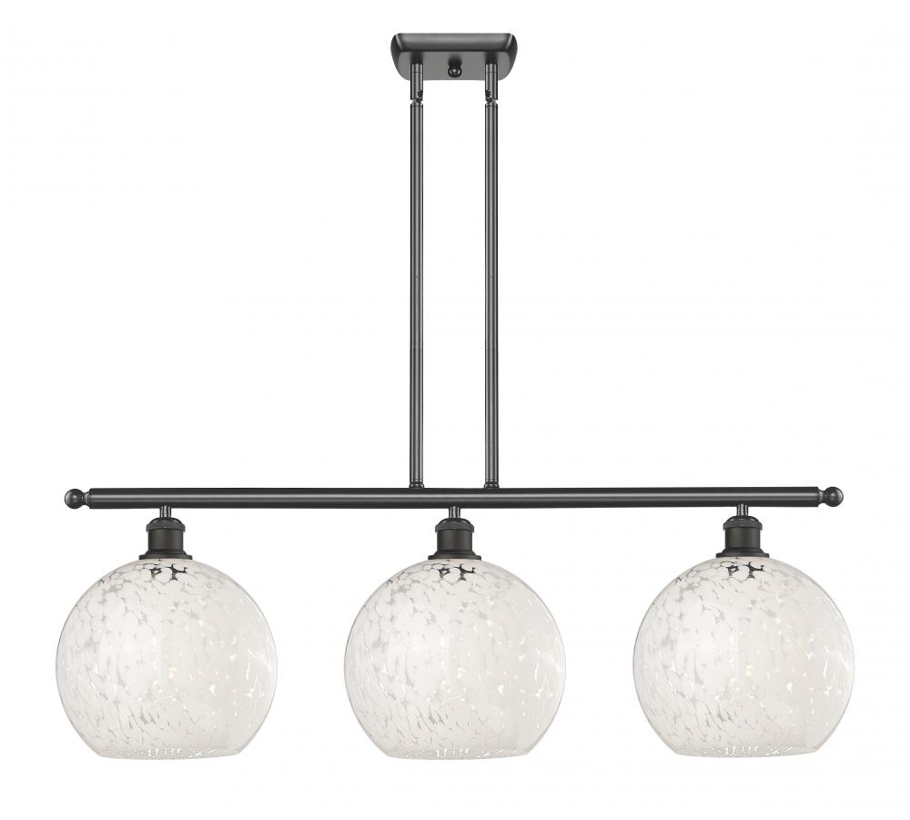 White Mouchette - 3 Light - 37 inch - Oil Rubbed Bronze - Stem Hung - Island Light