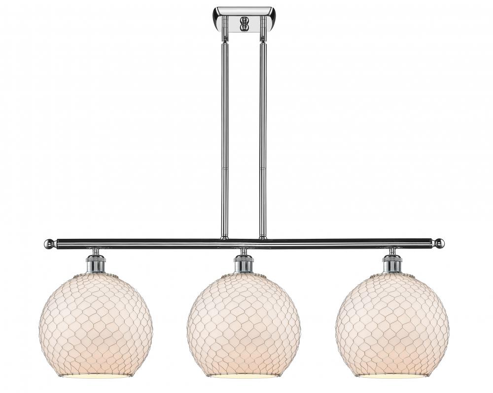 Farmhouse Chicken Wire - 3 Light - 37 inch - Polished Chrome - Stem hung - Island Light