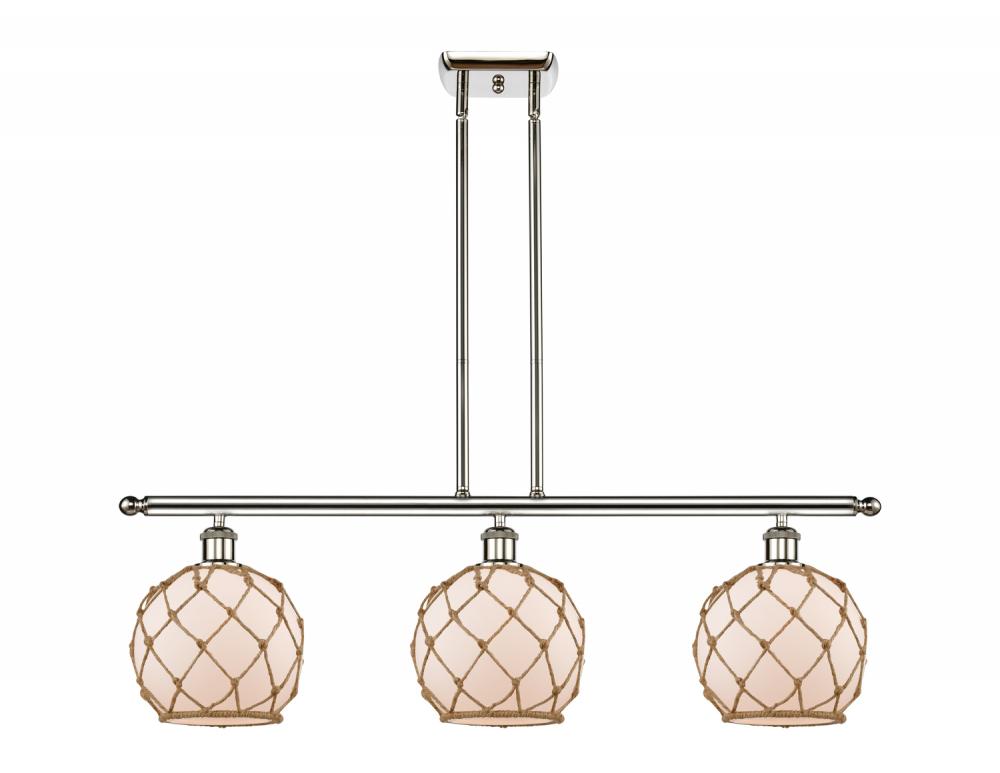 Farmhouse Rope - 3 Light - 36 inch - Polished Nickel - Stem hung - Island Light