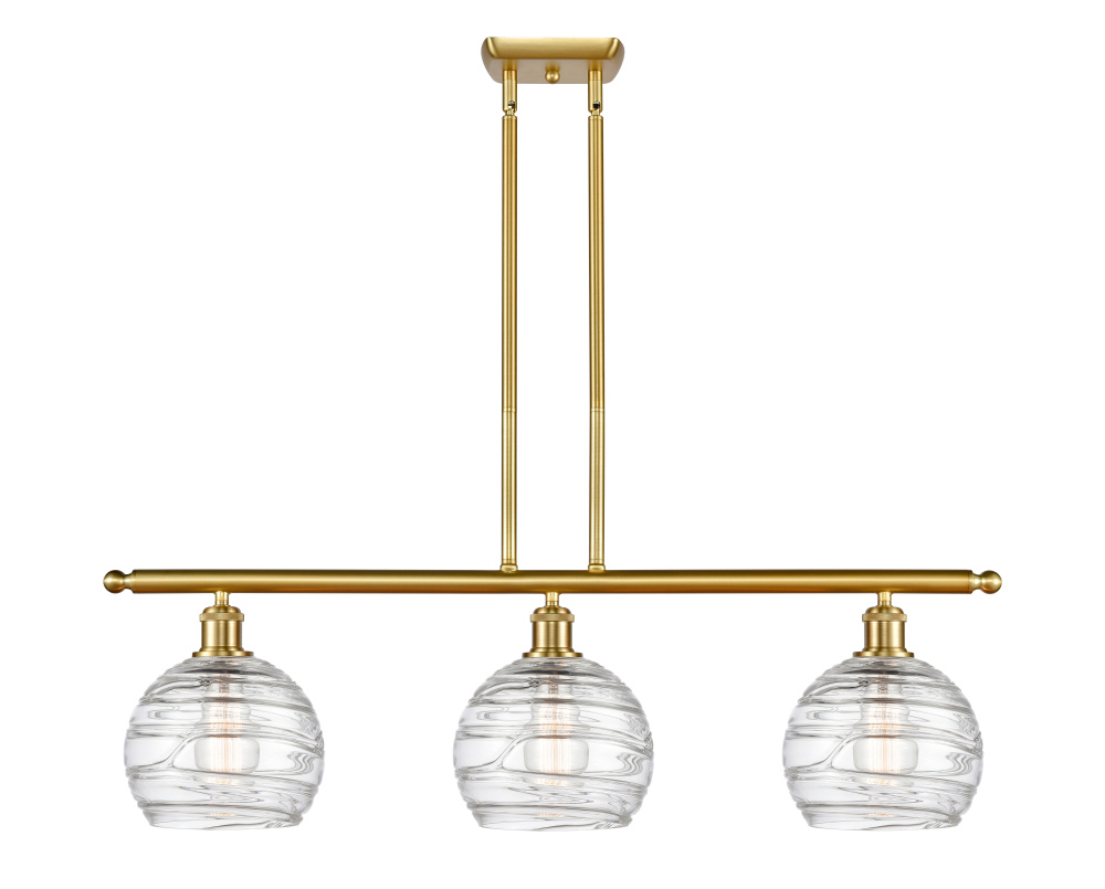 Athens Deco Swirl - 3 Light - 36 inch - Satin Gold - Stem Hung - Island Light