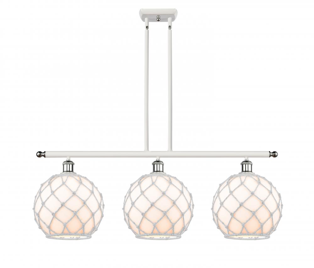 Farmhouse Rope - 3 Light - 37 inch - White Polished Chrome - Stem hung - Island Light