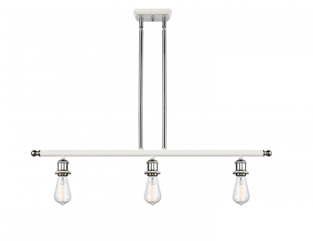 Bare Bulb - 3 Light - 36 inch - White Polished Chrome - Stem hung - Island Light