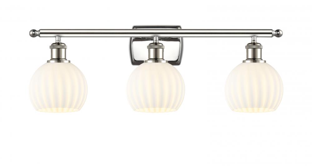 White Venetian - 3 Light - 26 inch - Polished Nickel - Bath Vanity Light