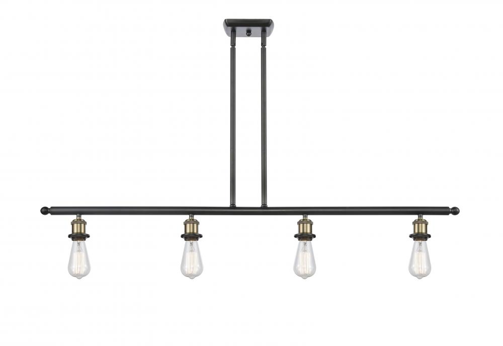 Bare Bulb - 4 Light - 48 inch - Black Antique Brass - Stem hung - Island Light