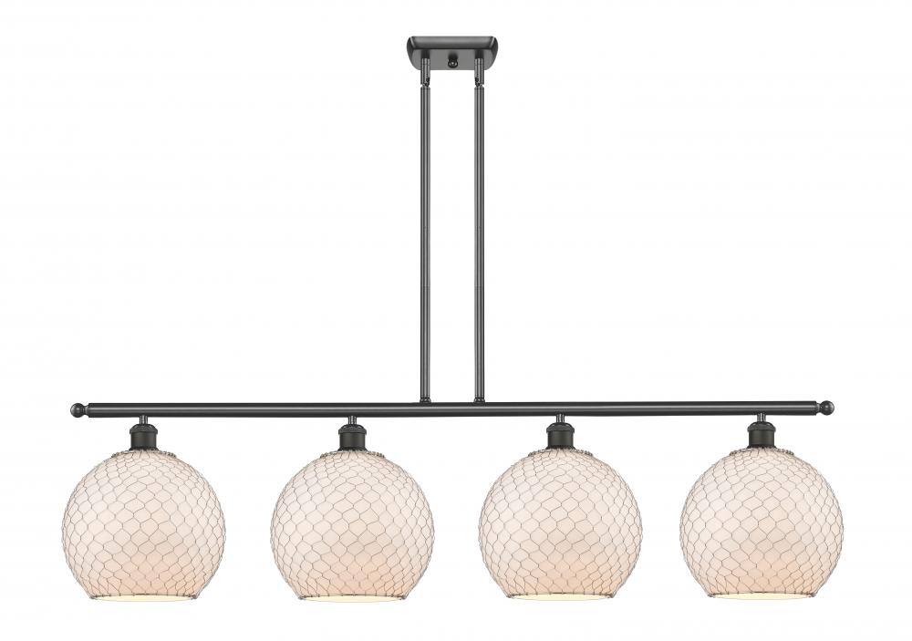 Farmhouse Chicken Wire - 4 Light - 48 inch - Oil Rubbed Bronze - Stem hung - Island Light