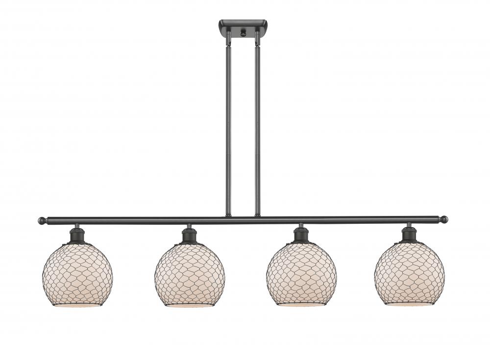 Farmhouse Chicken Wire - 4 Light - 48 inch - Oil Rubbed Bronze - Cord hung - Island Light
