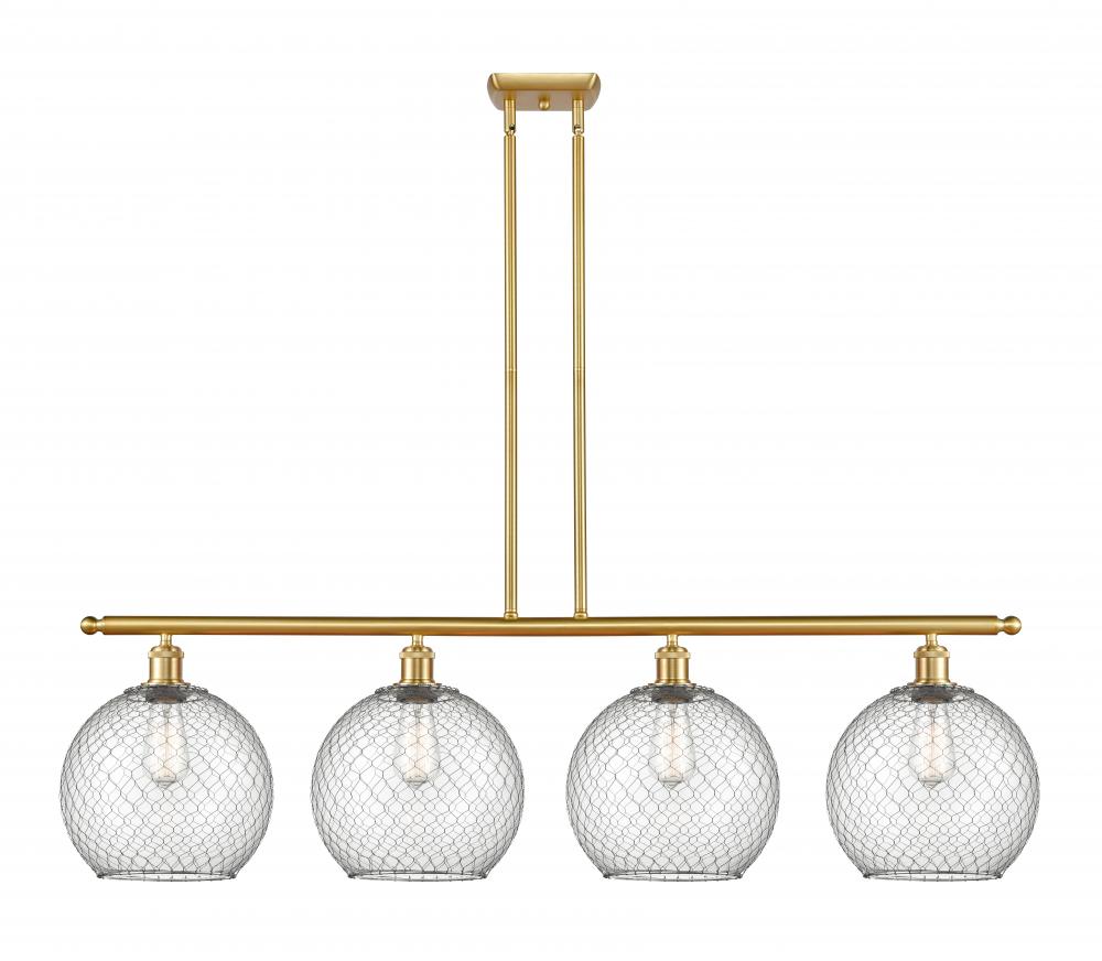 Farmhouse Chicken Wire - 4 Light - 48 inch - Satin Gold - Stem hung - Island Light