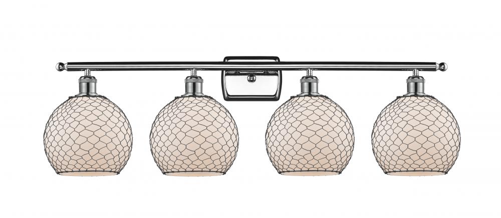 Farmhouse Chicken Wire - 4 Light - 38 inch - Polished Chrome - Bath Vanity Light