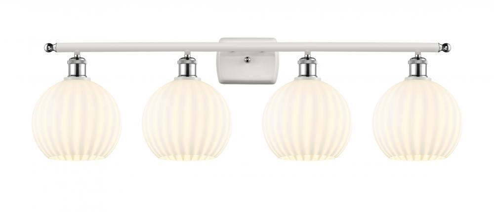White Venetian - 4 Light - 38 inch - White Polished Chrome - Bath Vanity Light