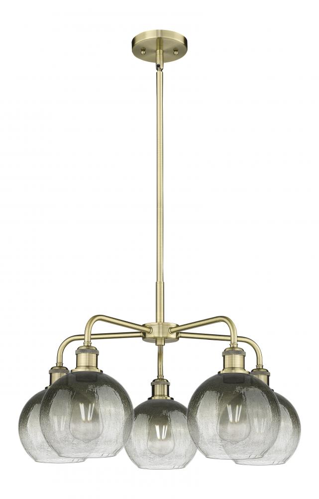 Brookhaven Globe - 5 Light - 26 inch - Antique Brass - Stem hung - Chandelier