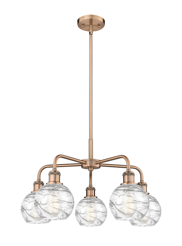 Athens Deco Swirl - 5 Light - 24 inch - Antique Copper - Stem hung - Chandelier