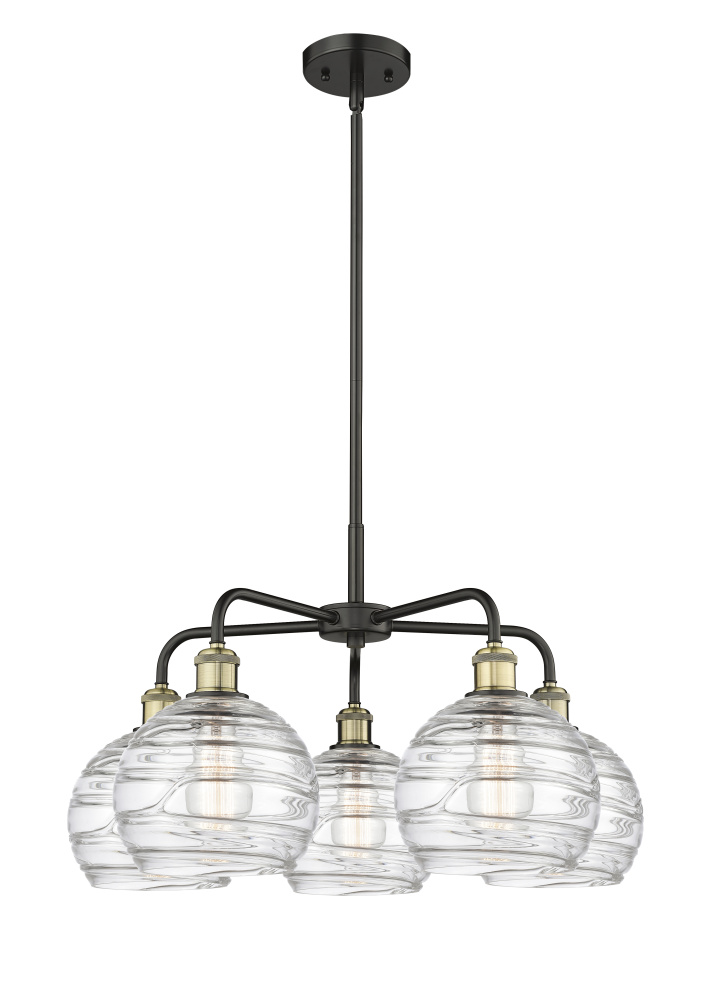 Athens Deco Swirl - 5 Light - 27 inch - Black Antique Brass - Stem hung - Chandelier