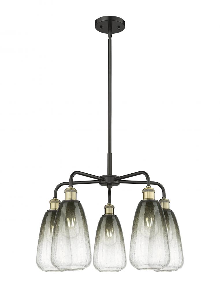 Brookhaven Almond - 5 Light - 25 inch - Black Antique Brass - Stem hung - Chandelier