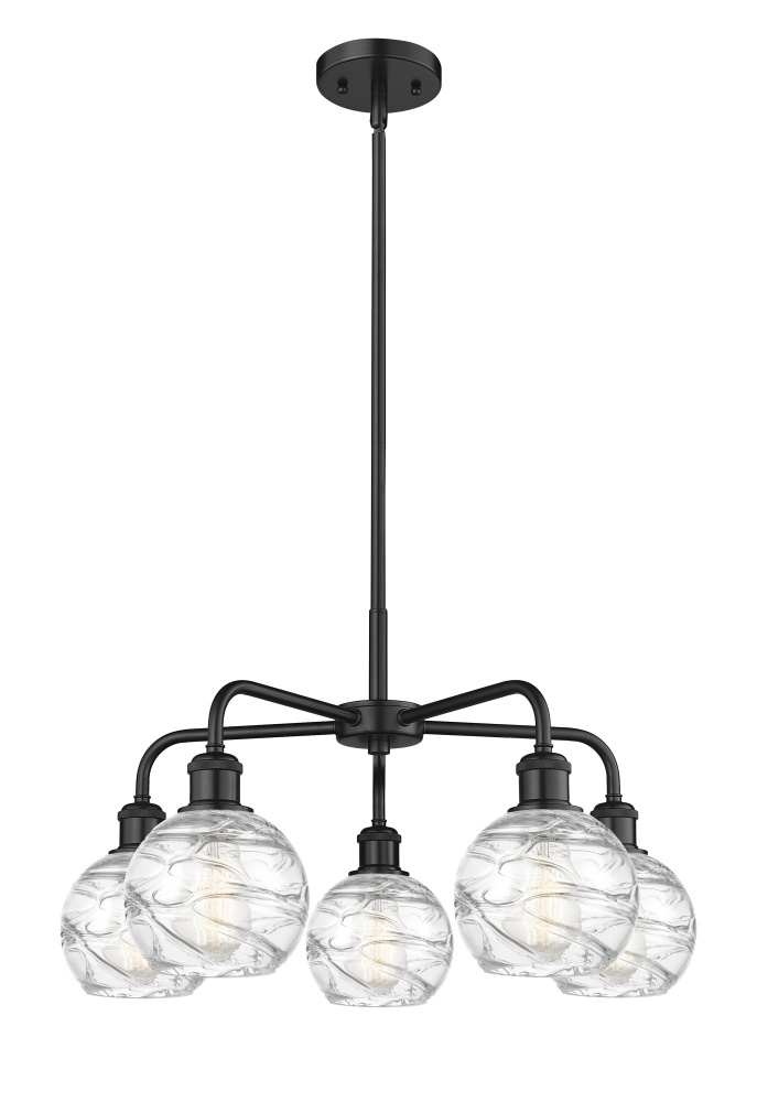 Athens Deco Swirl - 5 Light - 24 inch - Matte Black - Stem hung - Chandelier
