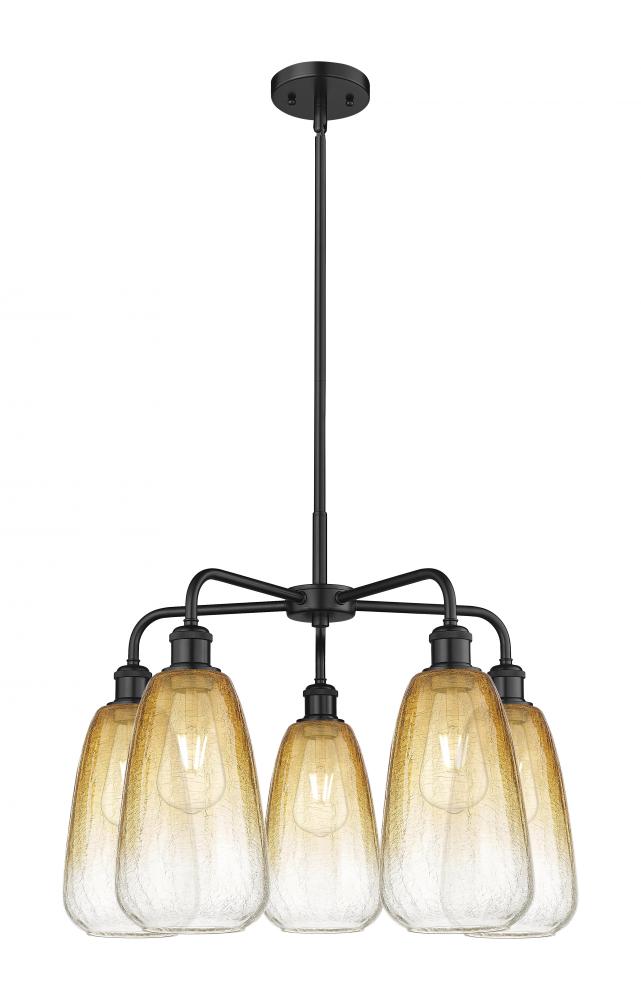 Brookhaven Almond - 5 Light - 25 inch - Matte Black - Stem hung - Chandelier