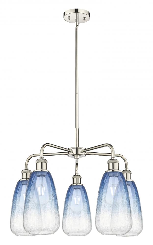 Brookhaven Almond - 5 Light - 25 inch - Polished Nickel - Stem hung - Chandelier