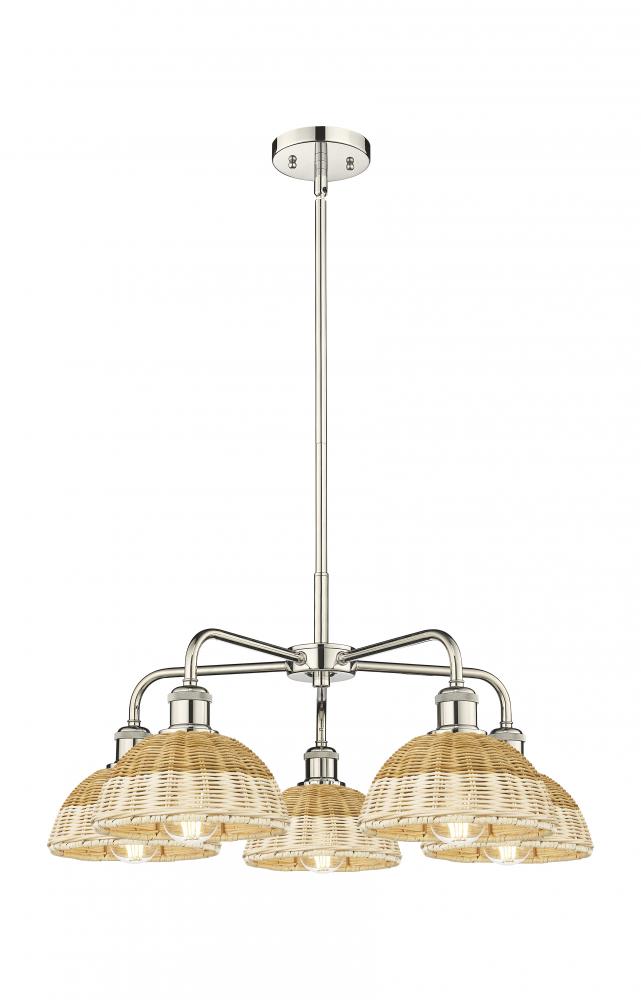 Bristol Natural II - 5 Light - 26 inch - Polished Nickel - Stem hung - Chandelier