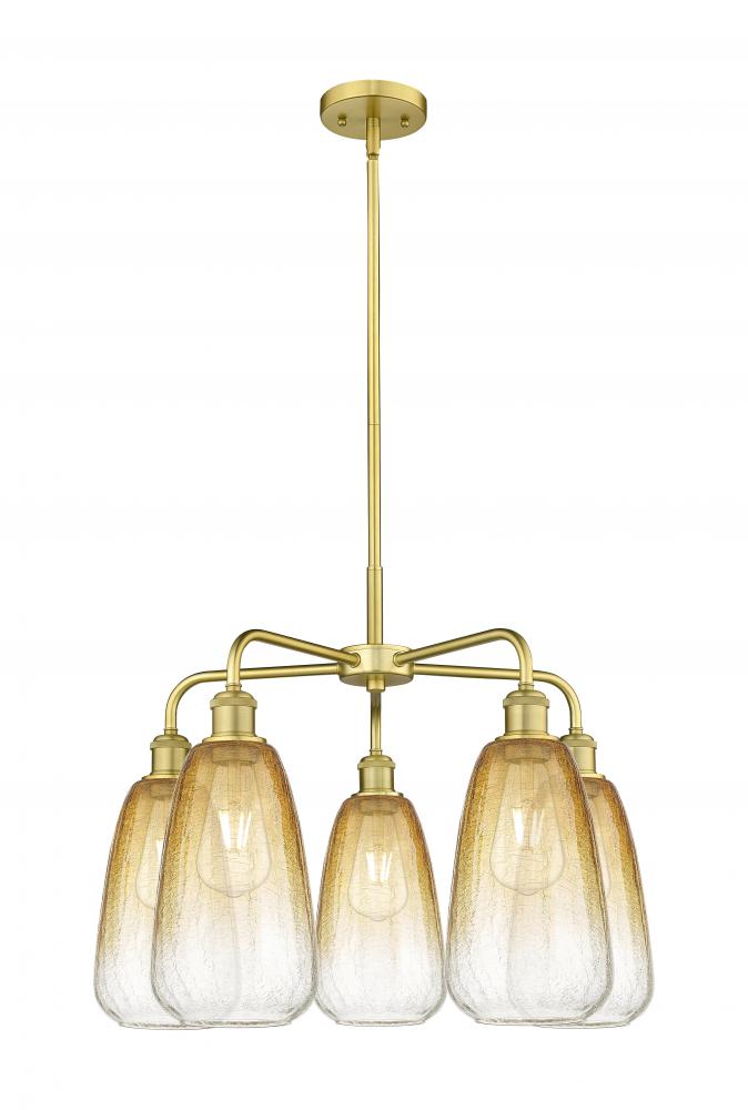 Brookhaven Almond - 5 Light - 25 inch - Satin Gold - Stem hung - Chandelier