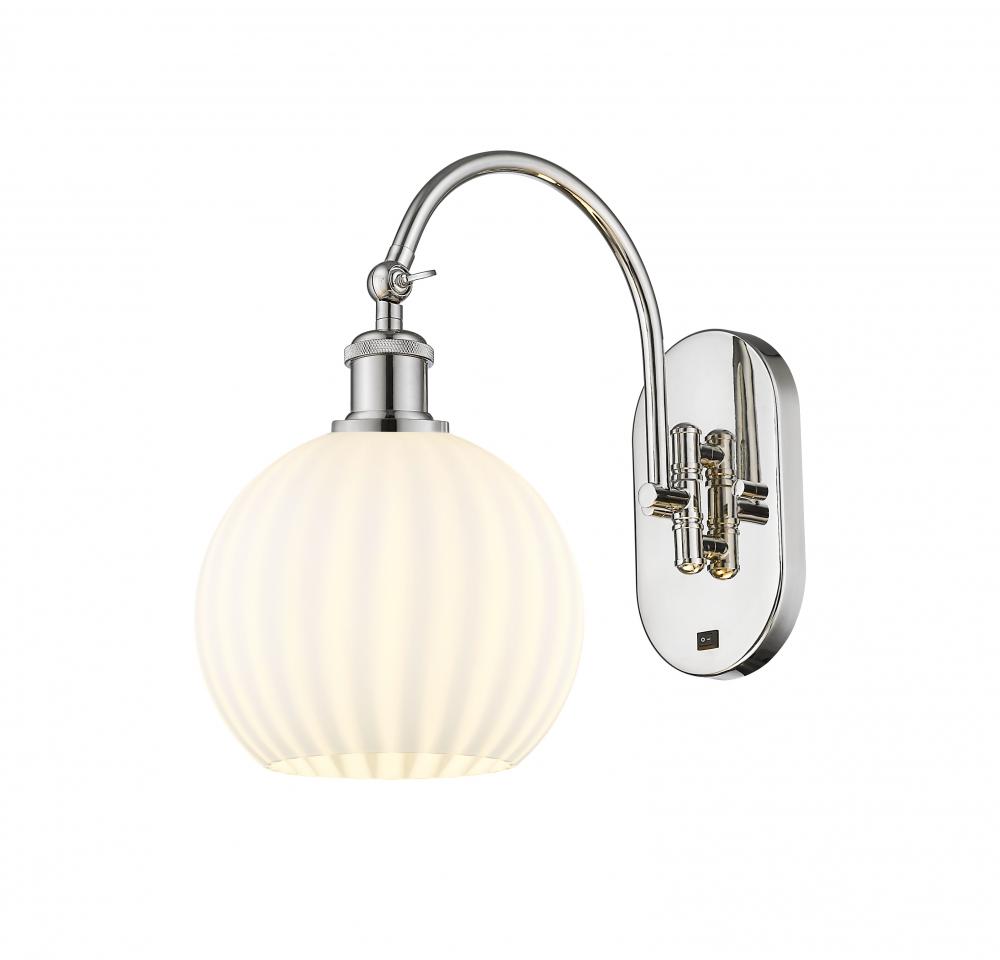 White Venetian - 1 Light - 8 inch - Polished Nickel - Adjustable Swing Arm