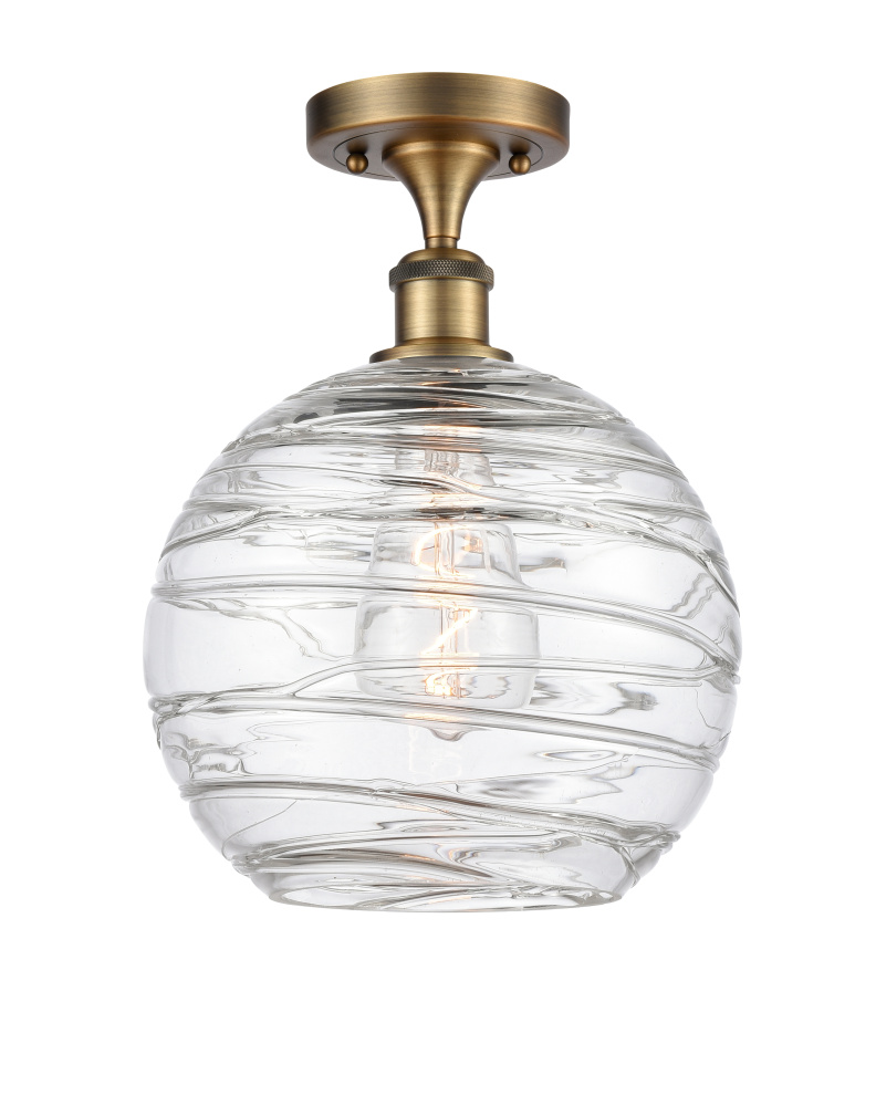 Athens Deco Swirl - 1 Light - 10 inch - Brushed Brass - Semi-Flush Mount