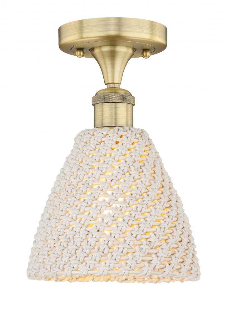 Bristol Natural - 1 Light - 8 inch - Brushed Brass - Semi-Flush Mount