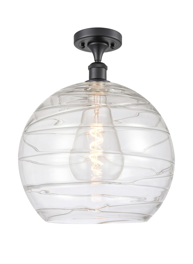 Athens Deco Swirl - 1 Light - 14 inch - Matte Black - Semi-Flush Mount