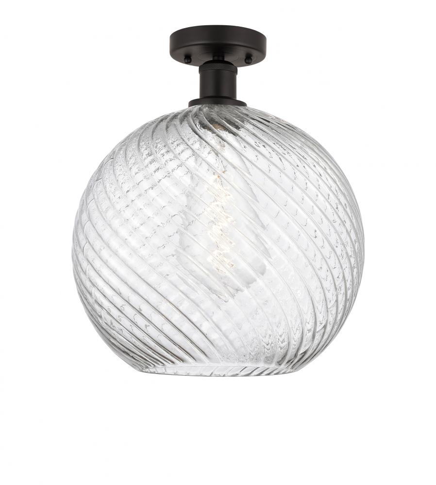 Athens Twisted Swirl - 1 Light - 12 inch - Oil Rubbed Bronze - Semi-Flush Mount