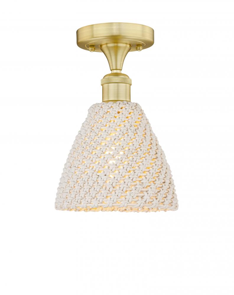 Bristol Natural - 1 Light - 8 inch - Satin Gold - Semi-Flush Mount