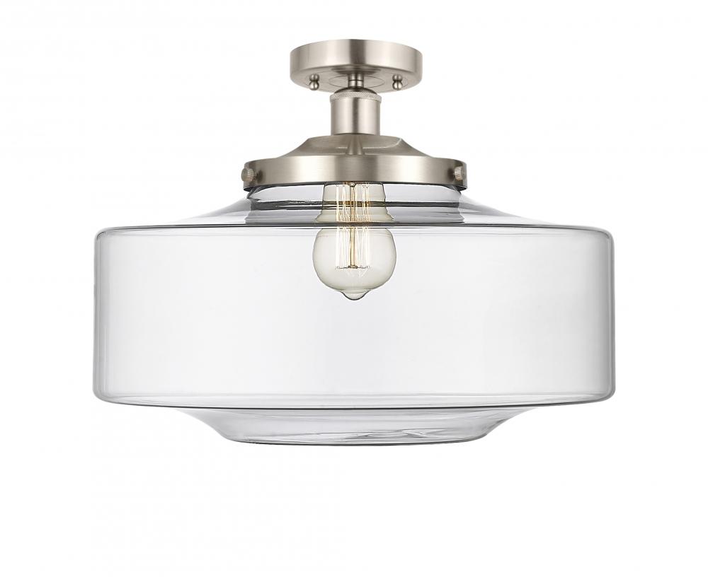 Bridgeton - 1 Light - 16 inch - Brushed Satin Nickel - Semi-Flush Mount