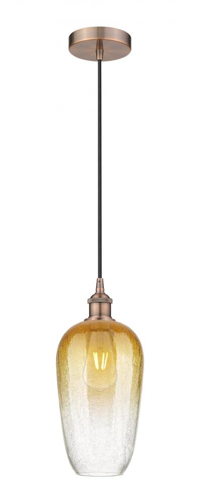 Brookhaven Flute - 1 Light - 7 inch - Antique Copper - Cord hung - Mini Pendant