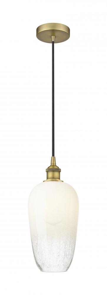 Brookhaven Flute - 1 Light - 7 inch - Brushed Brass - Cord hung - Mini Pendant