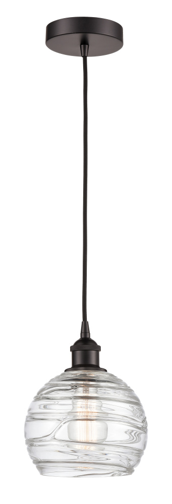 Athens Deco Swirl - 1 Light - 8 inch - Oil Rubbed Bronze - Cord hung - Mini Pendant
