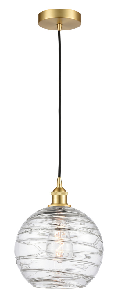 Athens Deco Swirl - 1 Light - 10 inch - Satin Gold - Cord hung - Mini Pendant