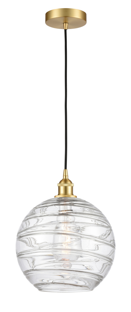 Athens Deco Swirl - 1 Light - 12 inch - Satin Gold - Cord hung - Mini Pendant