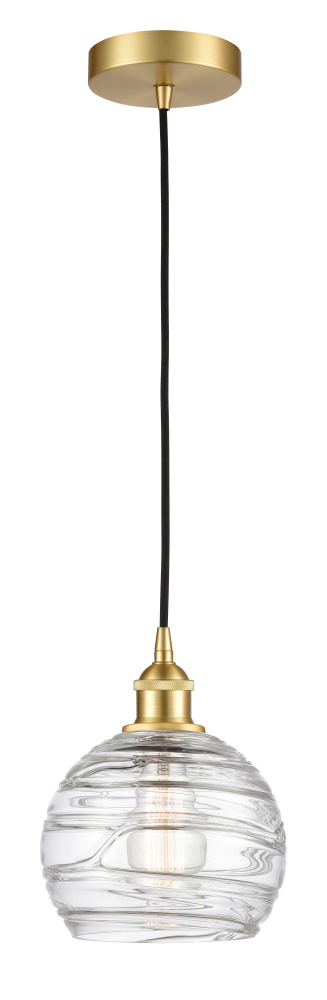 Athens Deco Swirl - 1 Light - 8 inch - Satin Gold - Cord hung - Mini Pendant