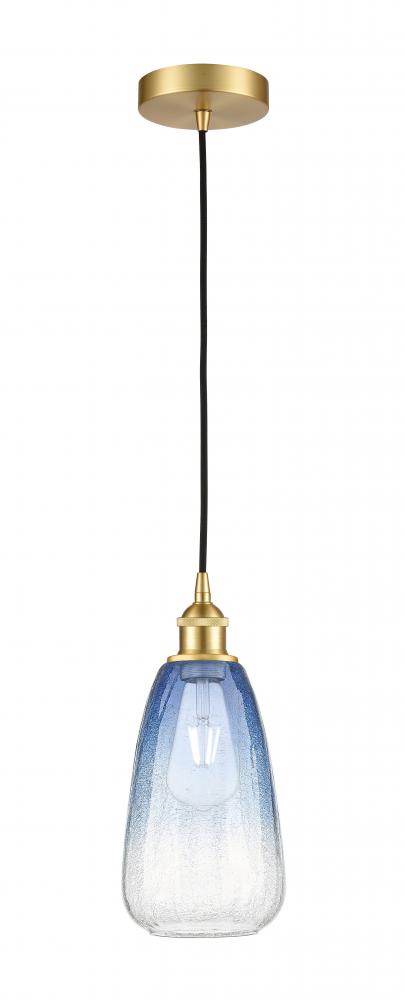Brookhaven Almond - 1 Light - 6 inch - Satin Gold - Cord hung - Mini Pendant
